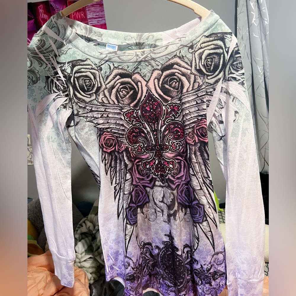 grunge rhinestone long sleeves